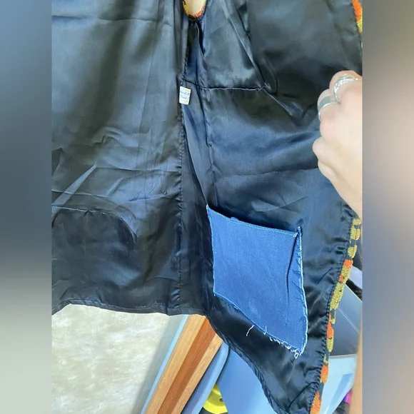 Trend Creations Handmade Floral Sleeveless Jacket Vest 70s Orange Green - Picture 4 of 9